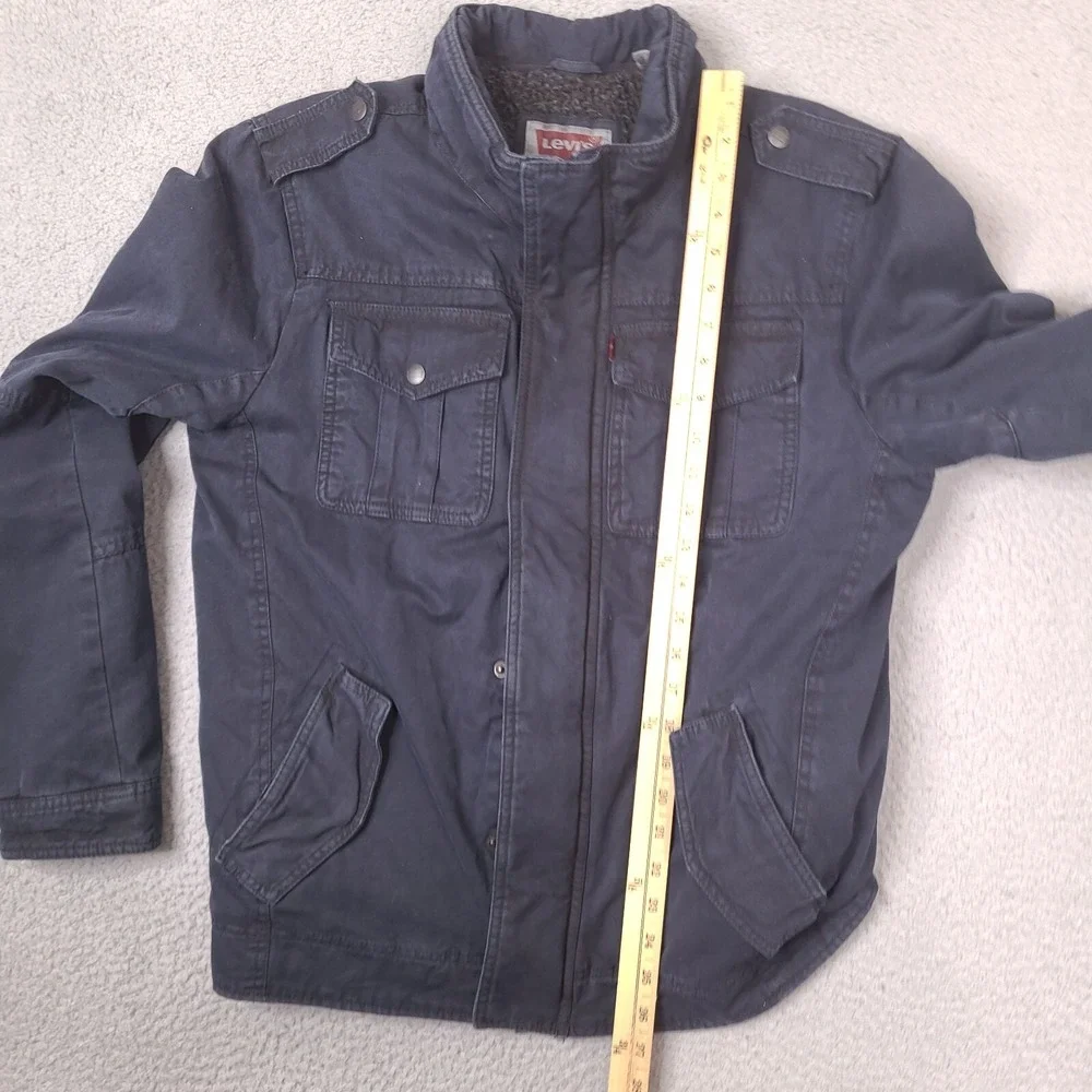 Levis Jacket Mens Small‎ Navy Blue Sherpa Lined Utility Grunge (Zipper Broken)
